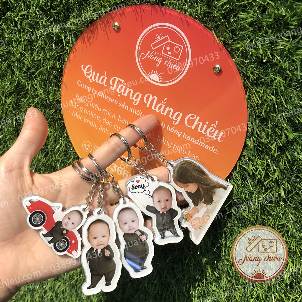 Móc khóa ghép ảnh bé vào chibi xinh xắn thiết kế theo yêu cầu - Mẫu chibi nhóc trùm dành cho bé trai