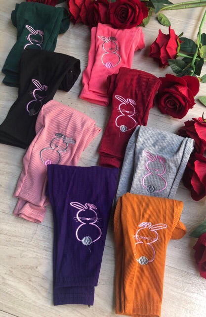 Legging len thỏ thêu