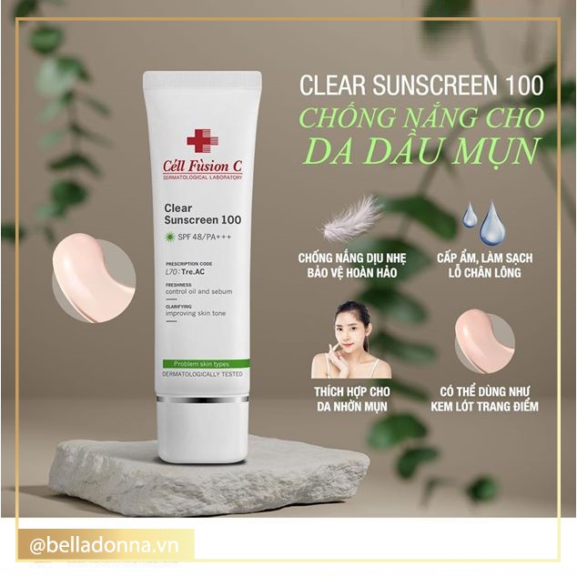 [2 Size] Kem Chống Nắng Cho Da Dầu Mụn Cell Fusion C Clear Sunscreen 100 SPF48 PA+++
