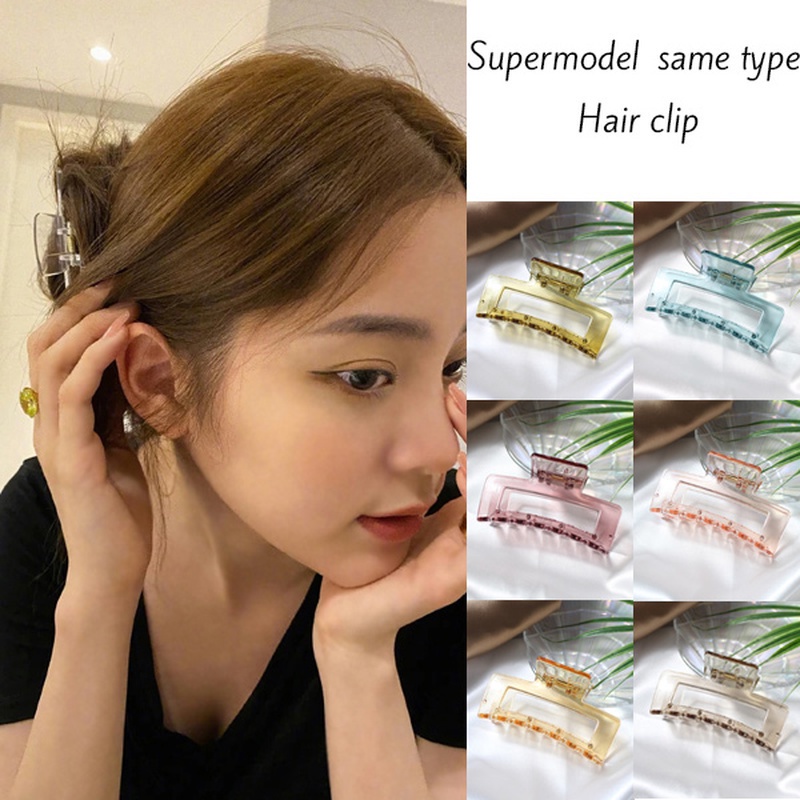 Kẹp Tóc Hình Vuông Cỡ Lớn Bằng Acrylic Tinh Tế Thời Trang Phong Cách Hàn Quốc