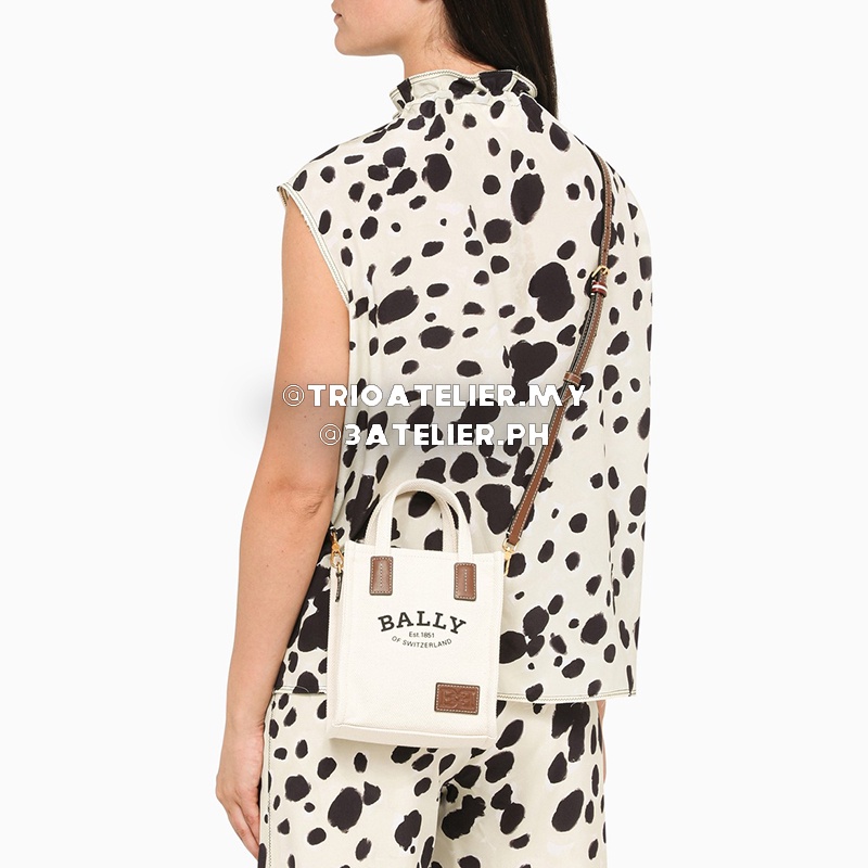 Túi Tote Mini Bằng Vải Pha Lê Tự Nhiên BALLY XS