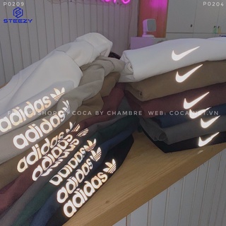 🤎 Áo thun áo phông unisex in chữ phản quang DAS form rộng vải cotton mặt lông dày