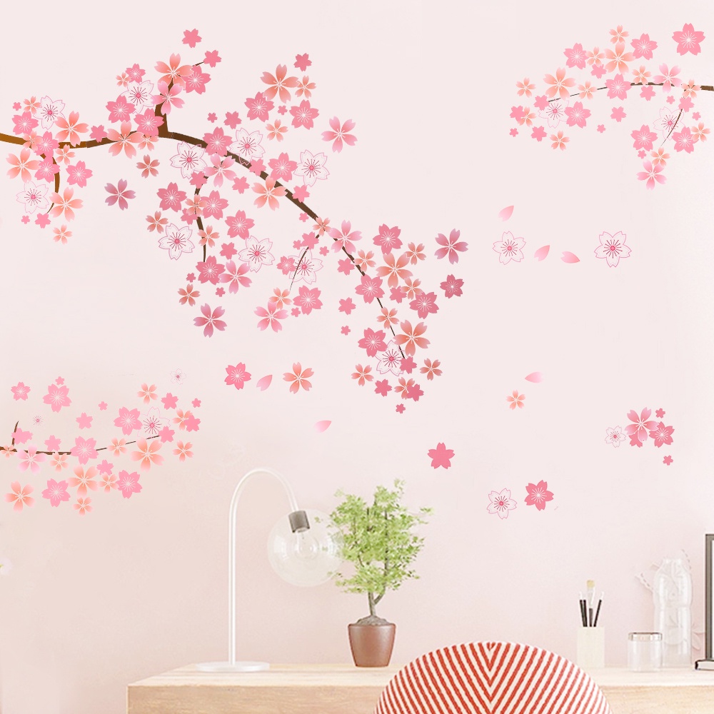 Miếng Dán Tường Trang Trí Hình Hoa Mận Bằng PVC Tự Dính Có Thể Tháo Gỡ Trang Trí Phòng Ngủ/Phòng Khách/Phòng Ngủ Cho Bé