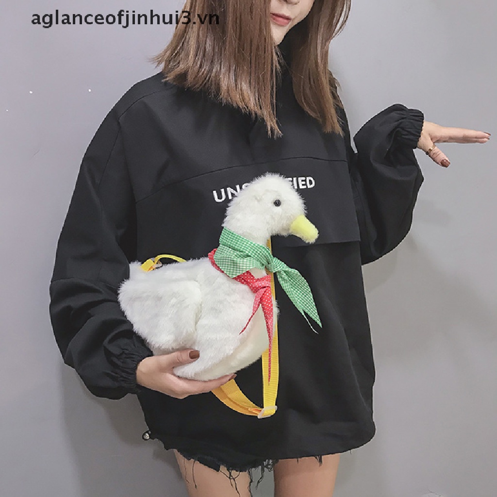 Túi Đeo Chéo Hình Vịt Bông Phối Khăn Choàng Cổ Phong Cách Lolita Đáng Yêu Cho Nữ
