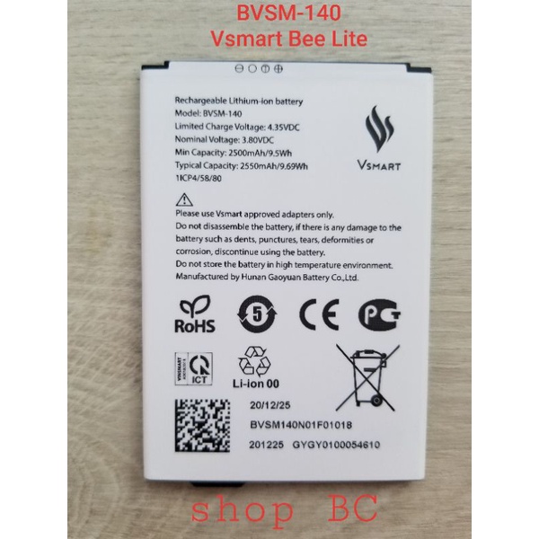 Pin Vsmart Bee Lite , mã pin BVSM-140 2500mAh