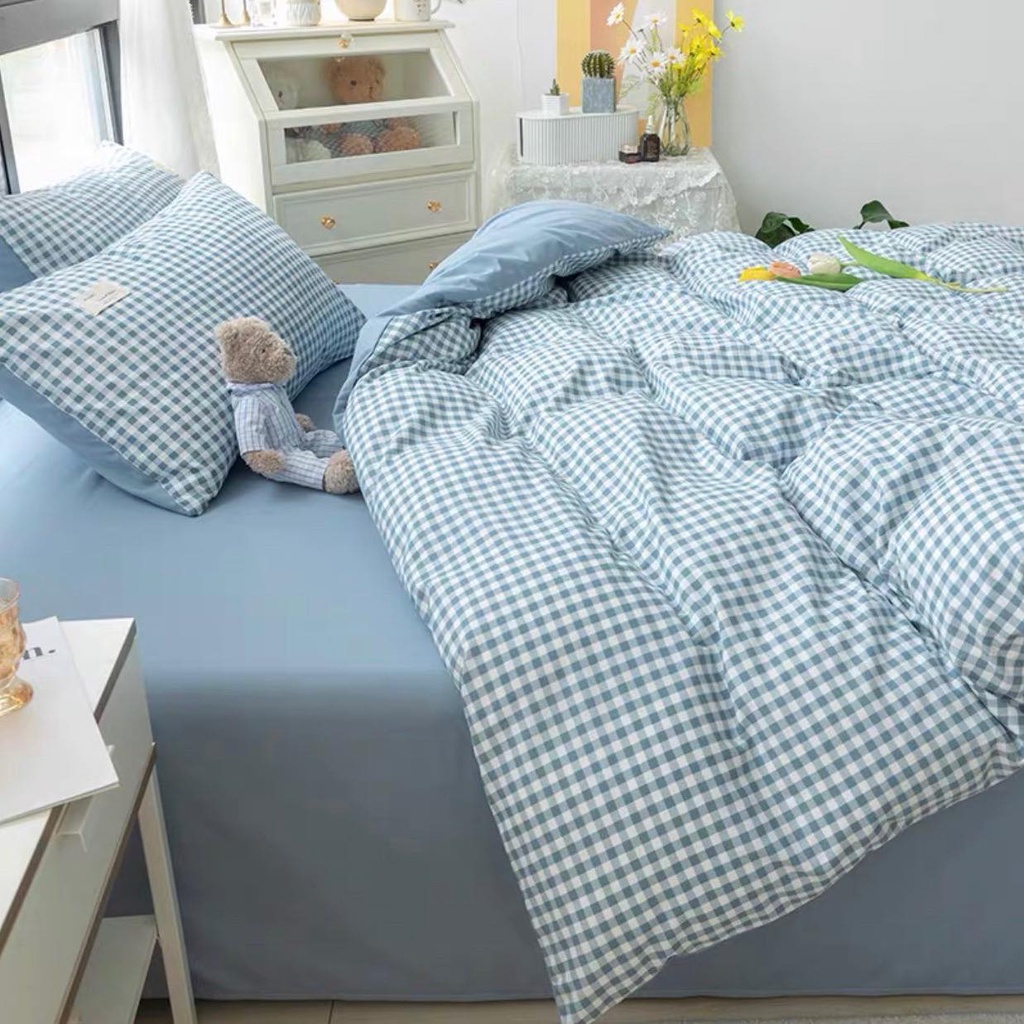 Set Vỏ Chăn Ga Gối Kẻ Sọc Chất Cotton Tici Mềm Mát - Linh An Bedding
