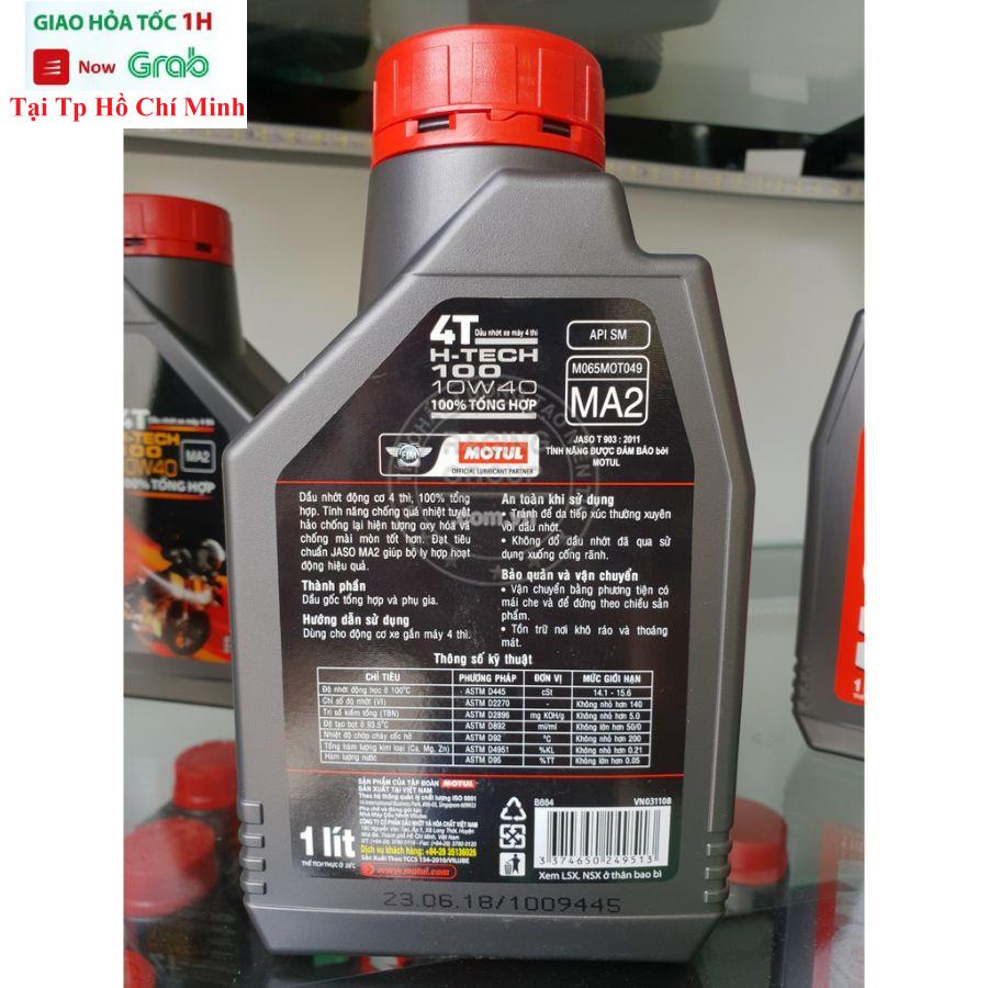 NHỚT MOTO XE CÔN TAY MOTUL H-TECH 100 10W40 DUNG TÍCH 1L 100% TỔNG HỢP CHÍNH HÃNG