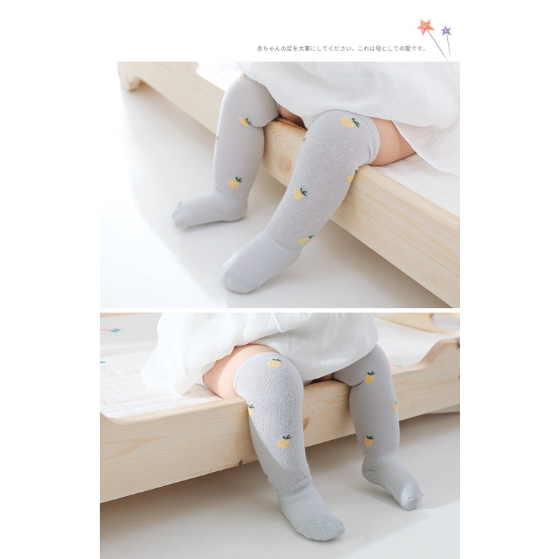 Vớ KOKOROCARE SG-01 S/M cho bé 0-3 tuổi in họa tiết trái cây chống muỗi chất liệu cotton mỏng