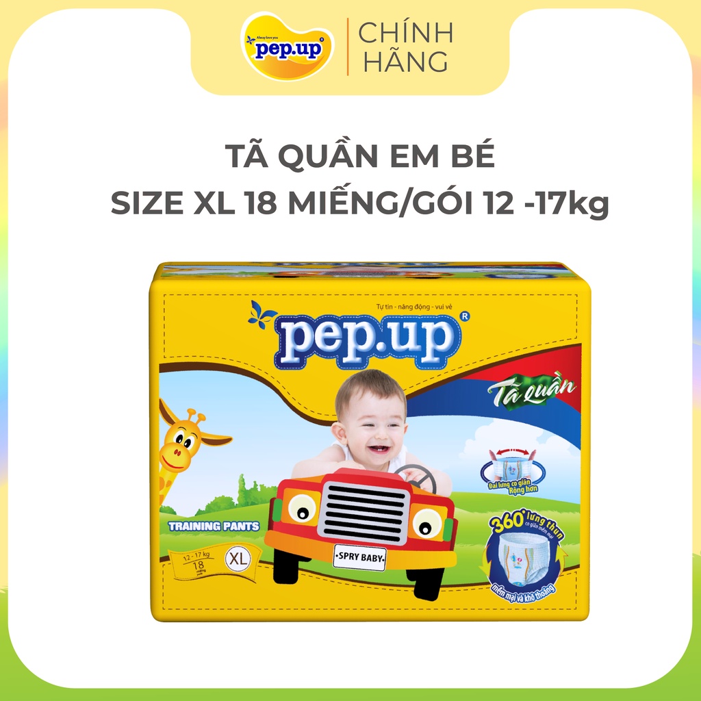 Tã Quần Em Bé PEP.UP gói trung các size M22, L20, XL18, XXL16
