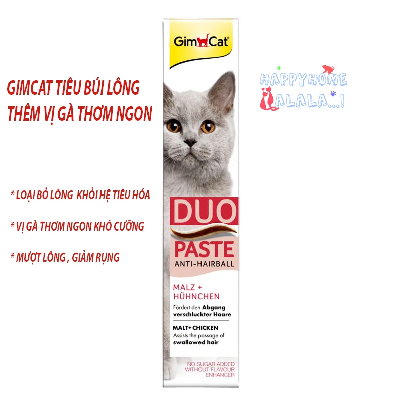 GimCat gel tiêu búi lông Duo Paste Anti-Hairball Malt &amp; Chicken cho mèo ( vip nhập Đức)