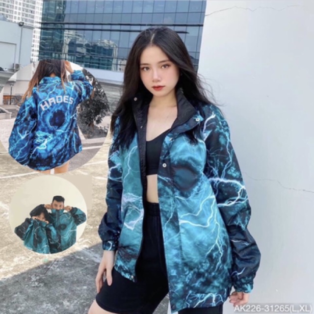 Áo Khoác Dù Nam Nữ Hàng QC Jackets Gió Loang Màu Phản Quang 2 Lớp Form Rộng Unisex HAD_ES TIA SÉC- AK2226