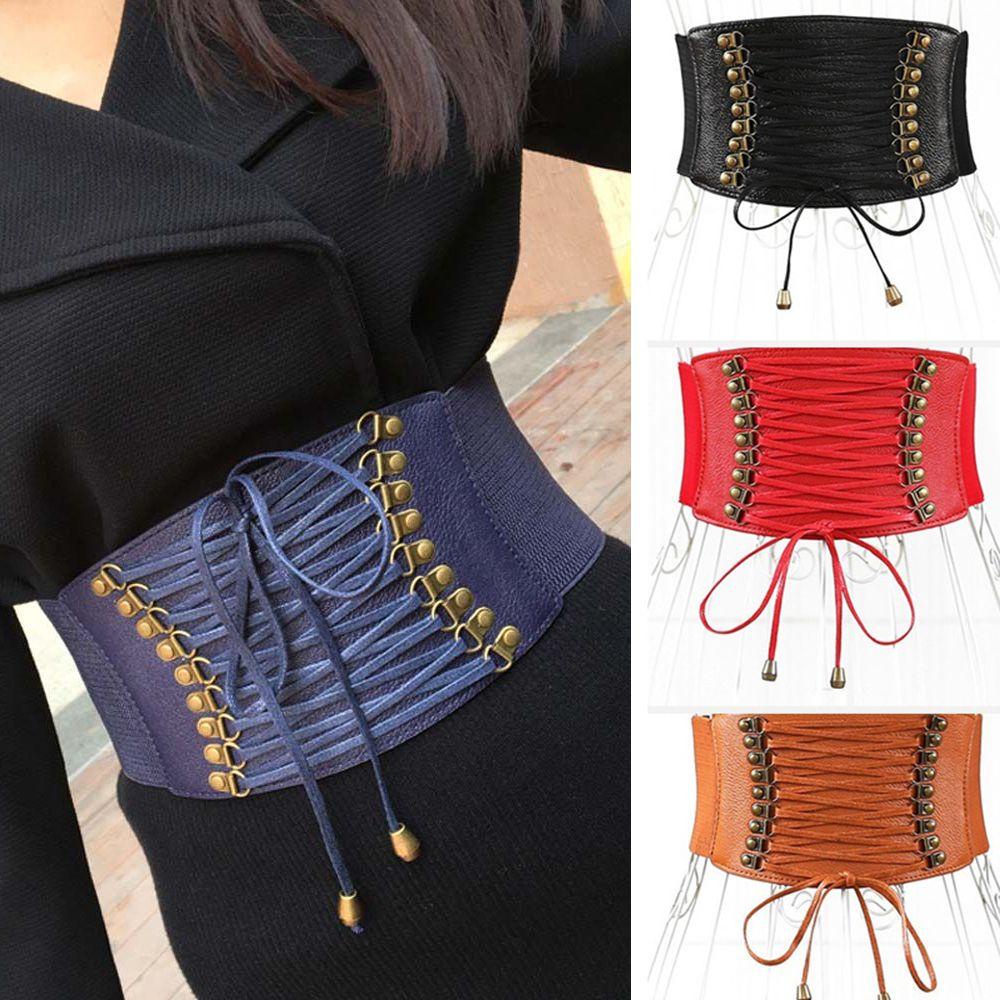 BACK2LIFE Cummerbunds Thắt Lưng Da PU Bản Rộng Màu Đỏ Lạc Đà Cá Tính Điều Chỉnh Được Phong Cách Hàn Quốc