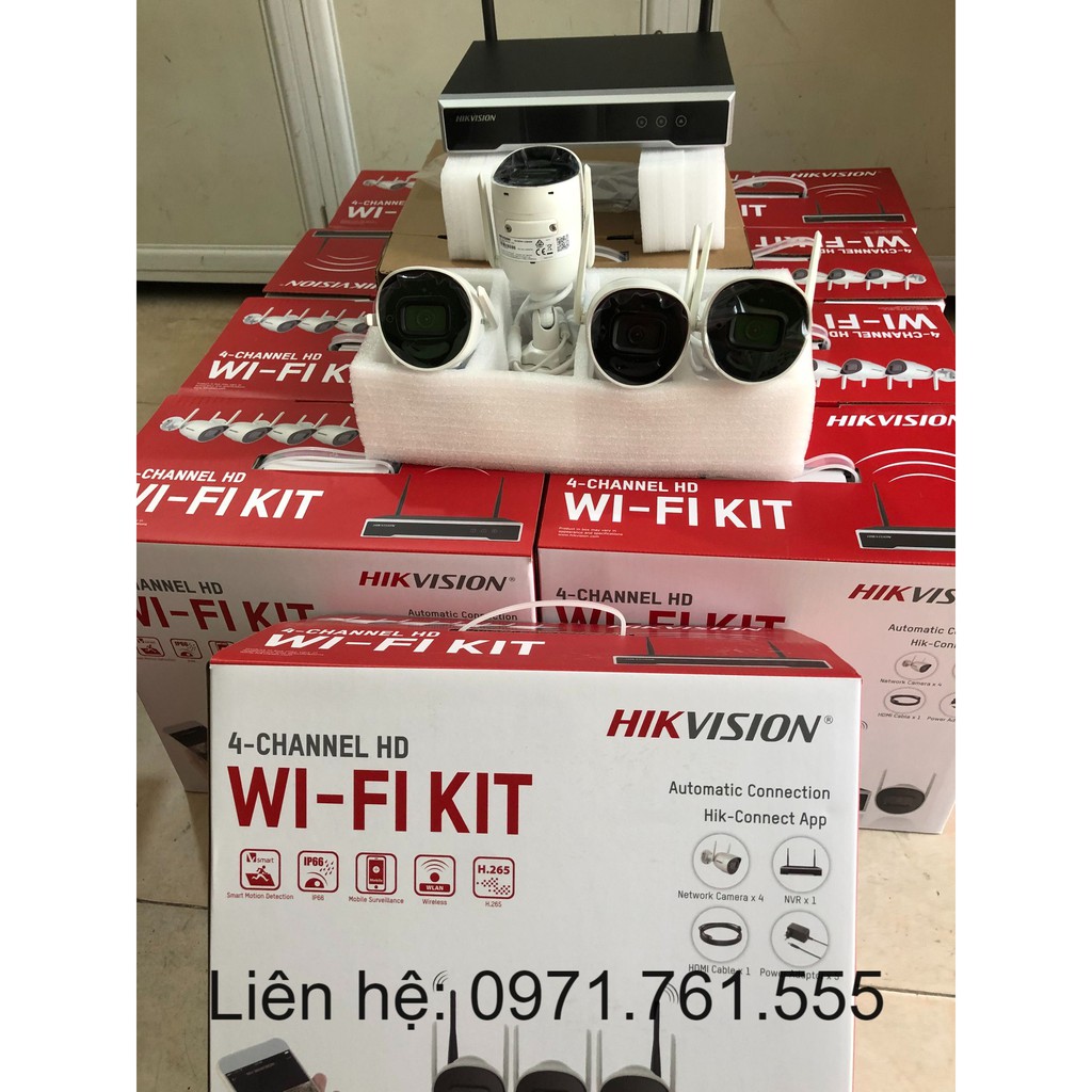 [Giá hợp lý]Bộ Kit 4 Camera IP Wifi 2MP Thế hệ mới HIKVISION