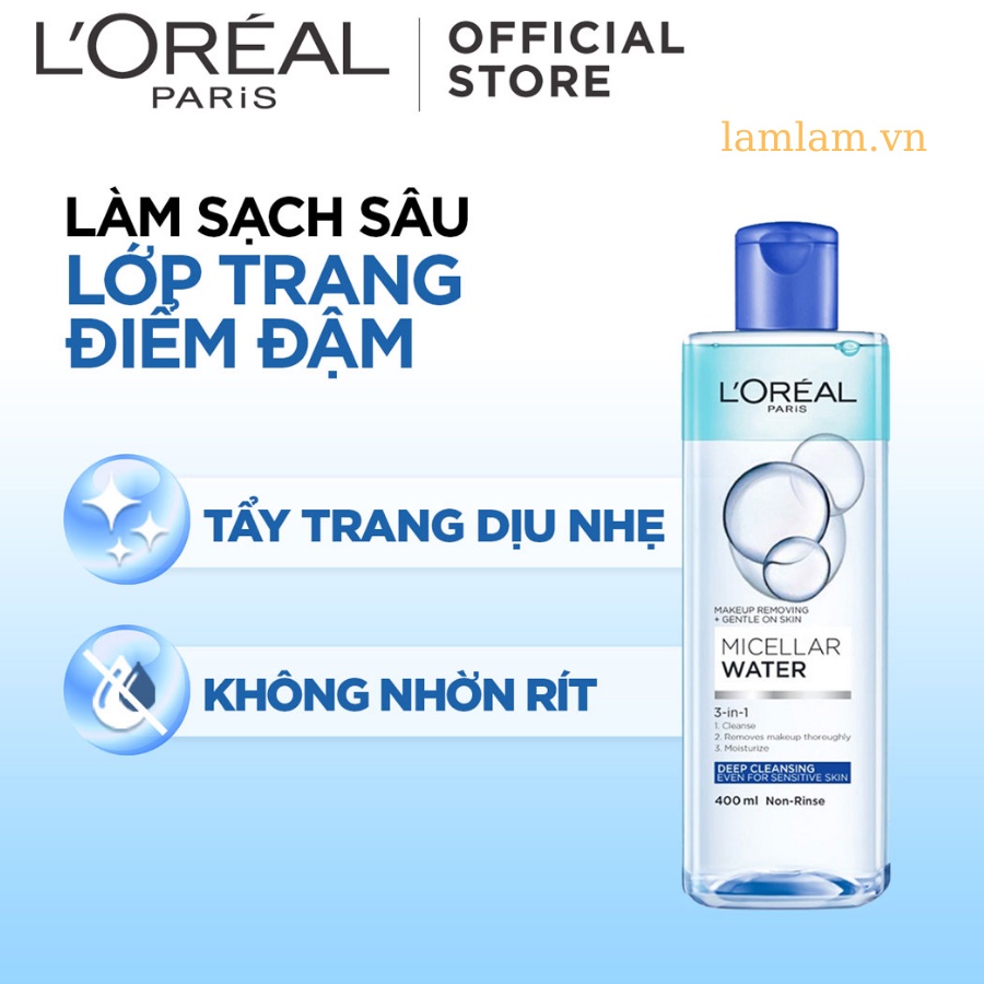 Nước tẩy trang LoReal Micellar Water Deep Cleansing 3in1 95ml