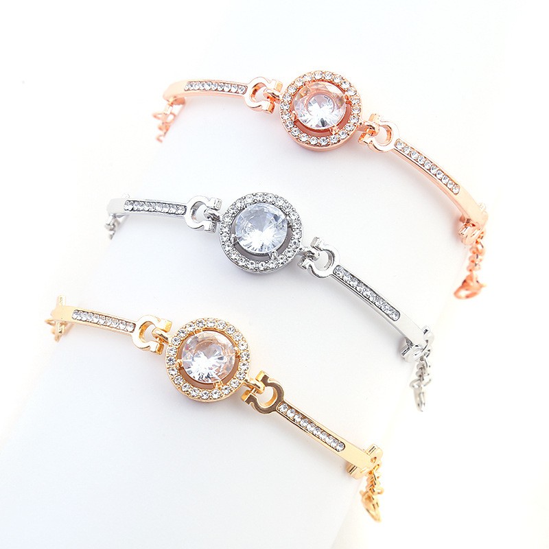 Vòng tay kim cương pha lê vàng trắng sang trọng thời trang nữ