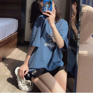 Bộ áo thun gấu xanh quần logo SPORTY thể thao form rộng FREESHIP(ảnh thật)