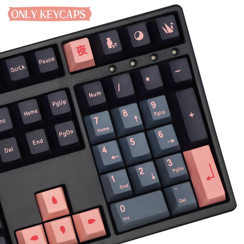 Bàn Phím Cơ 139/151 Keys Night Sakura KeyCap  Cherry Profile Phím Bằng PBT In Họa Tiết Hoa Anh Đào Xinh Xắn Kiểu Nhật Bản Cho MX Switch GMK