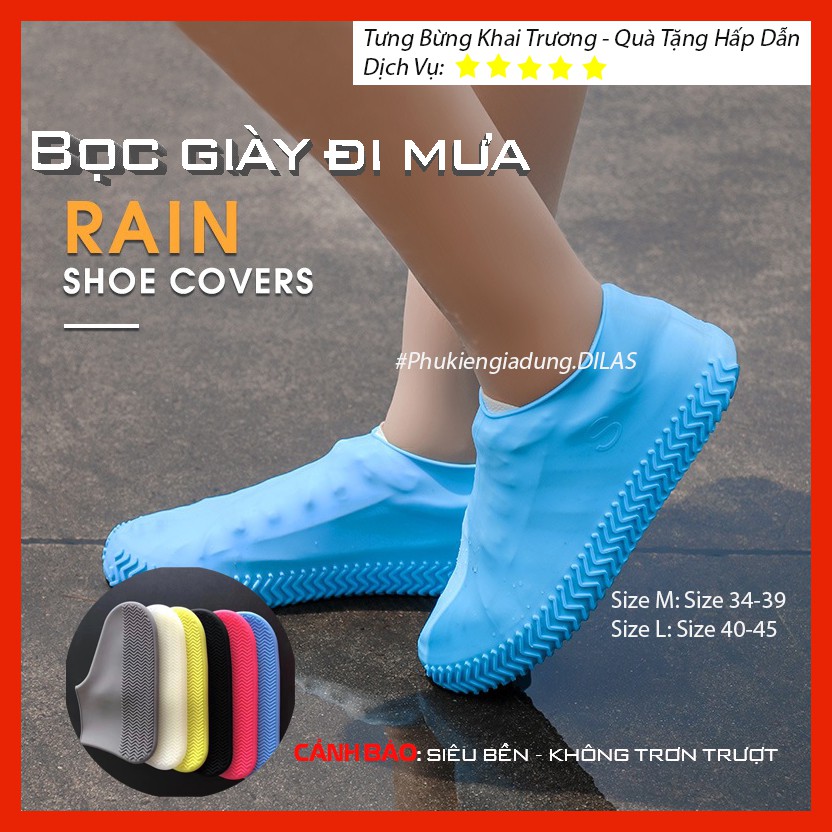 [Video Ảnh Thật] Bọc Giày Đi Mưa Silicon Cao Cấp, Ủng Bọc Giày Đi Mưa, Siêu Bền, Không Trơn Trượt, Size M-L - DiLas Mart | BigBuy360 - bigbuy360.vn
