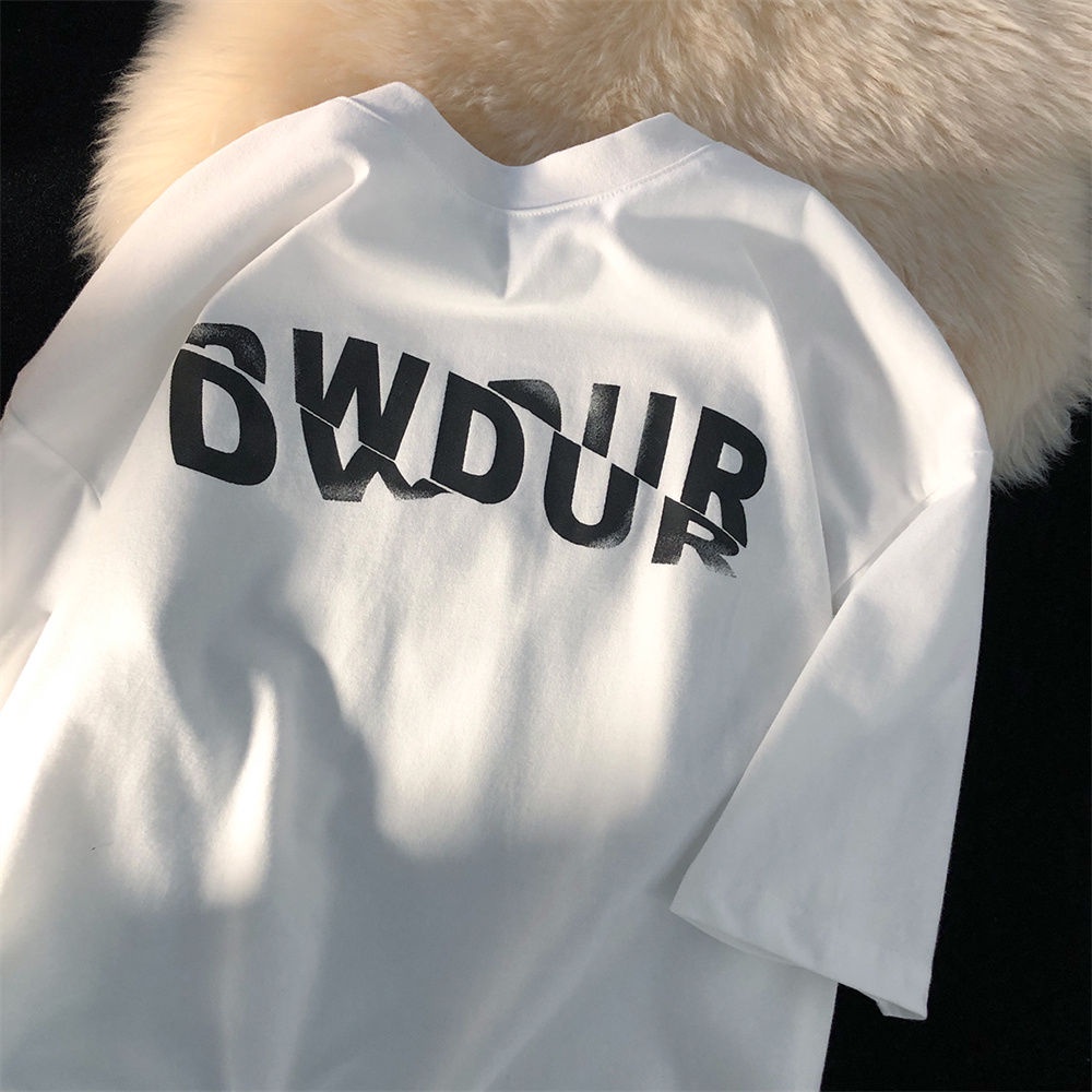 Áo Thun Tay Ngắn Dáng Rộng In Chữ Màu Xanh Dương Kiểu Mới Thời Trang Xuân Hè 2022 Cho Nam Và Nữ