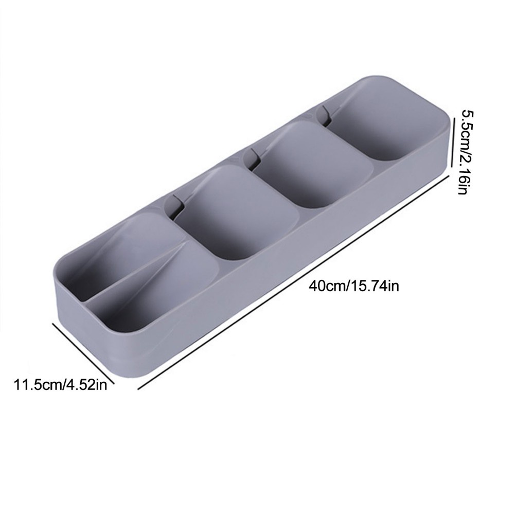 Khay Nhựa Đựng Đũa / Muỗng Vật Dụng Nhà Bếp 4 Ngăn Tiết Kiệm Không Gian 40x11.5x5.5cm