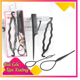 Dụng cụ tết tóc - bộ 4 dụng cụ làm tóc đa năng, tiện dụng