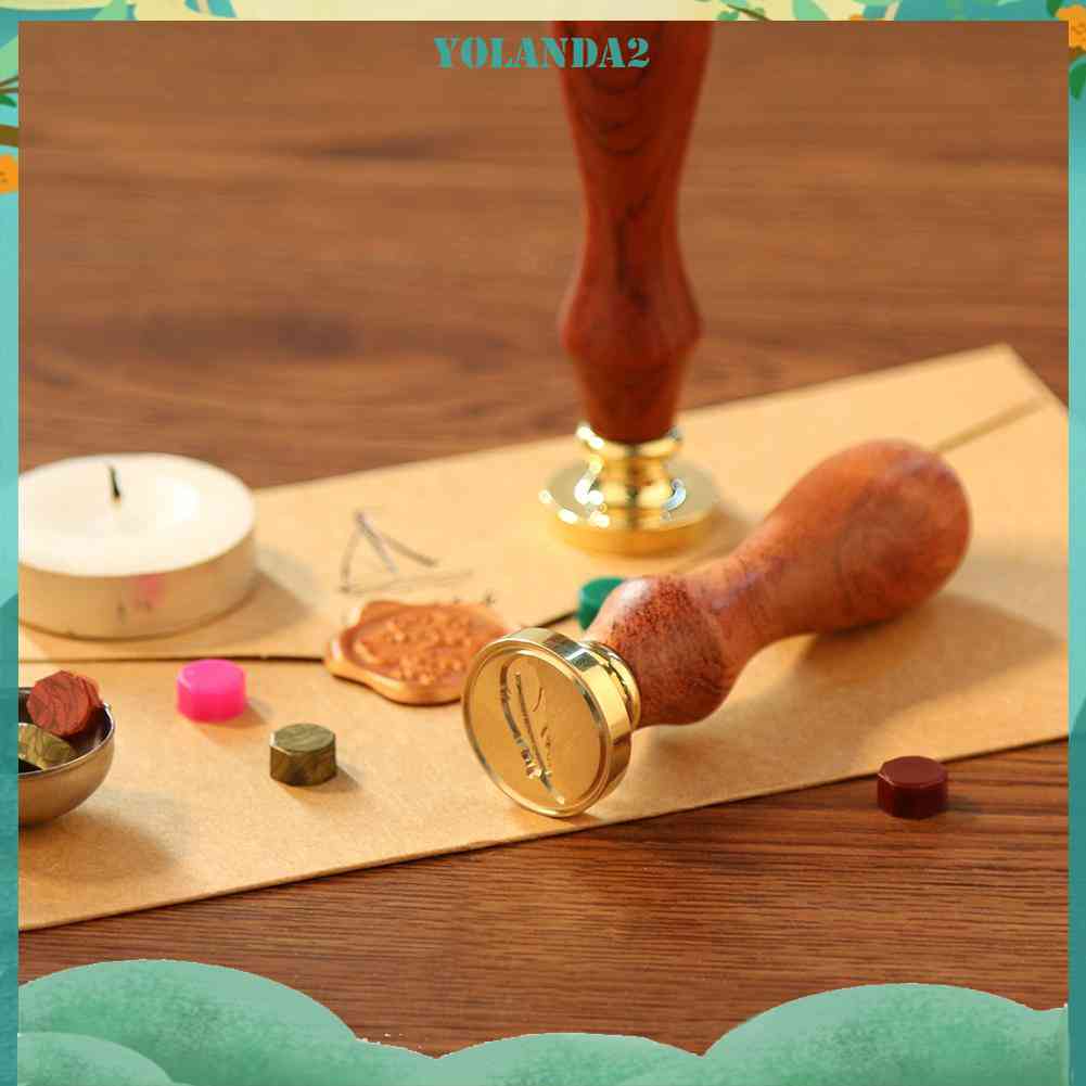 Con Dấu Sáp Bằng Kim Loại Tay Cầm Gỗ Phong Cách Cổ Điển