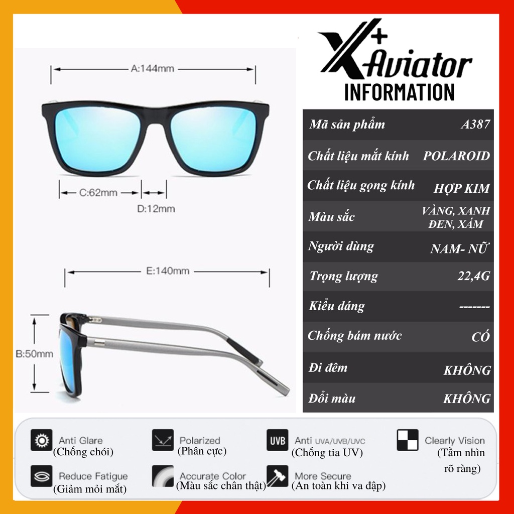 Kính Mắt Nam Nữ Cao Cấp, Mắt Kính Chống Tia UV 400 Phân Cực Chống Chói Gọng Kính Hợp Kim Siêu Cứng Siêu nhẹ