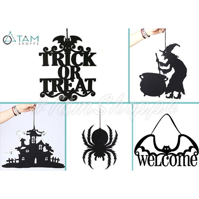 Mô hình treo trang trí Halloween vải nỉ Đen nhiều kiểu HLW-DT-11
