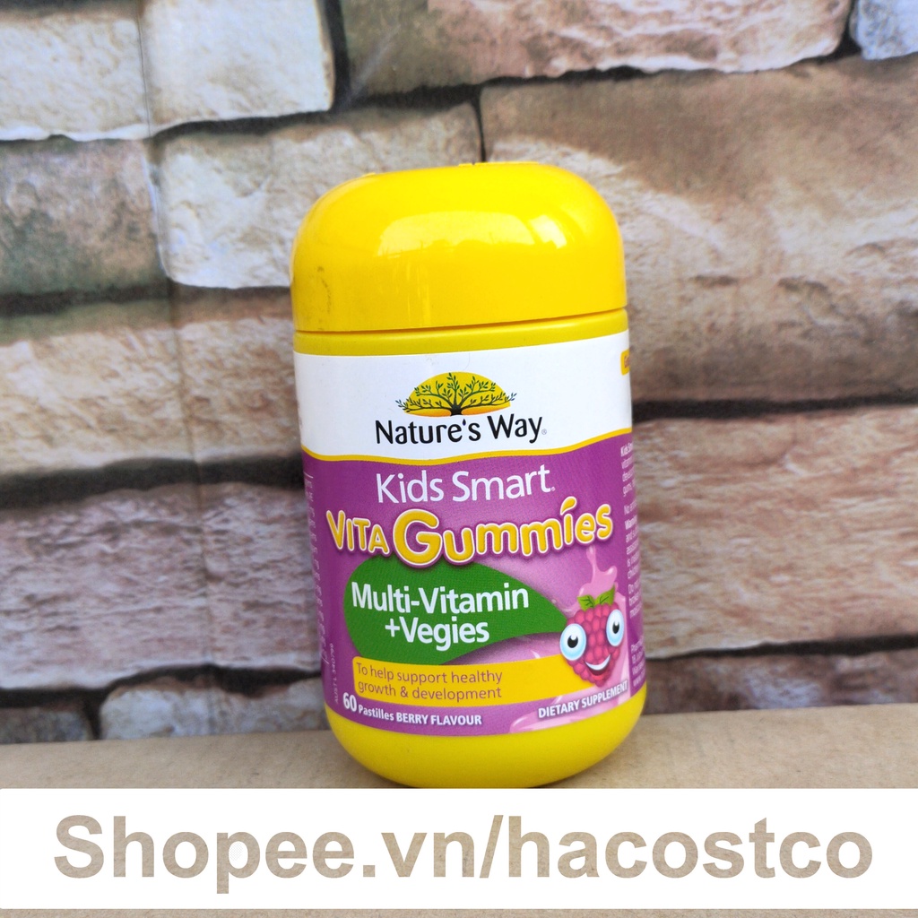 Kẹo dẻo nhai Nature's Way Kids Smart VITA Gummies Multi-Vitamin + Vegies 60 viên 120 viên -  Bổ Sung Vitamin Tổng Hợp