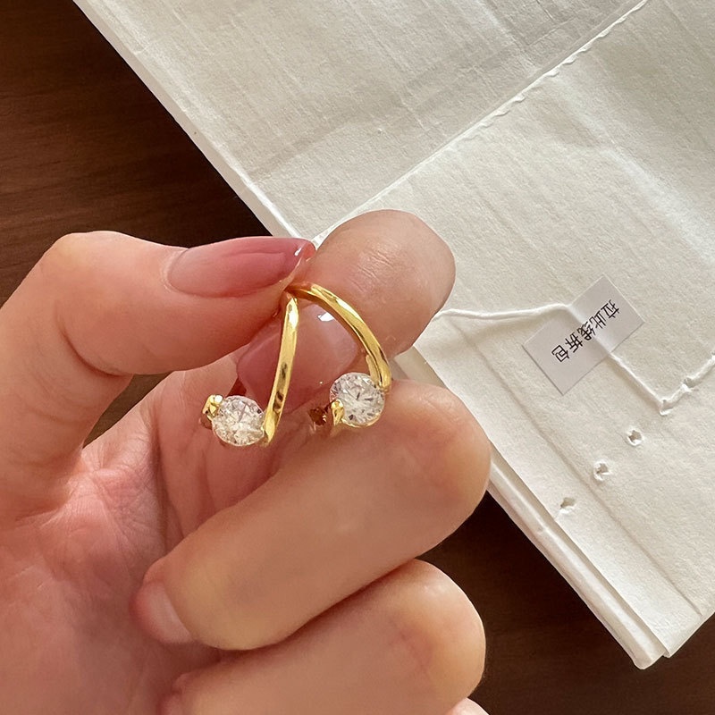 Bông Tai Đính Đá Zircon Sáng Bóng Thời Trang Hàn Quốc Thanh Lịch Cho Nữ