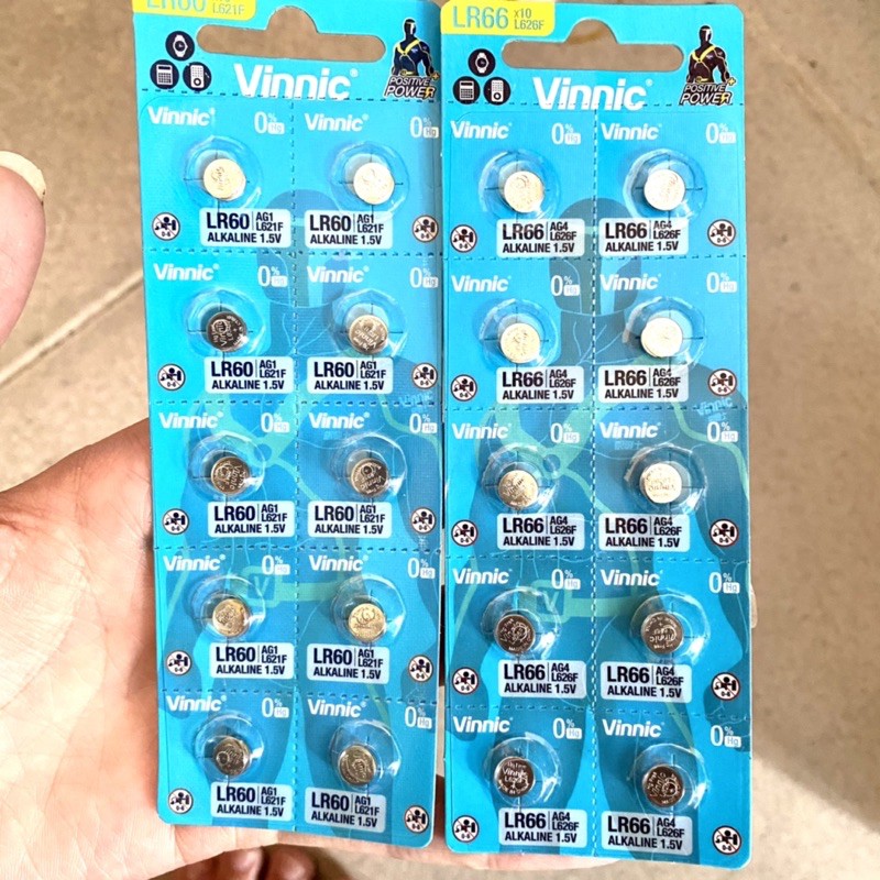 Vỉ 10 viên pin vinnic L626F- C10 ( LR66-AG4) /L621F- C10 ( LR60,AG1 )