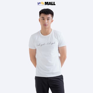 Áo thun phông nam YODY cổ tròn tay ngắn vải cotton mát mẻ áo đôi PPM3461