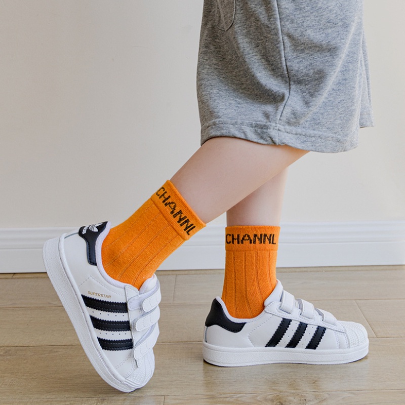 Set 5 đôi vớ KOKOROCARE cotton màu trơn cổ vừa ML-07 2022 Size S/ M/ L/ XL Cho Bé 1-12 tuổi