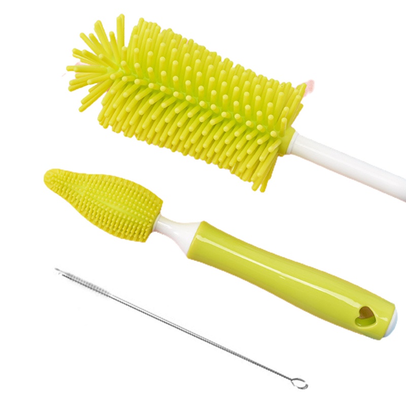 Bộ 3 Cây Cọ Vệ Sinh Bình Sữa Em Bé Bằng Silicon Mềm Xoay 360 Độ Tiện Dụng