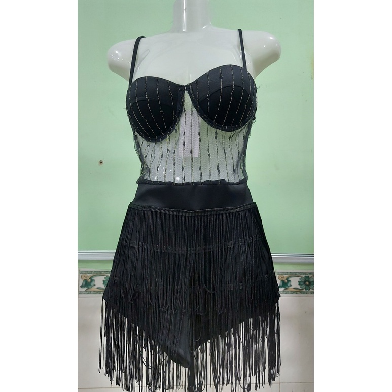 SET ĐẦM SEXY TUA  RUA MÀU ĐEN - MÃ 234400