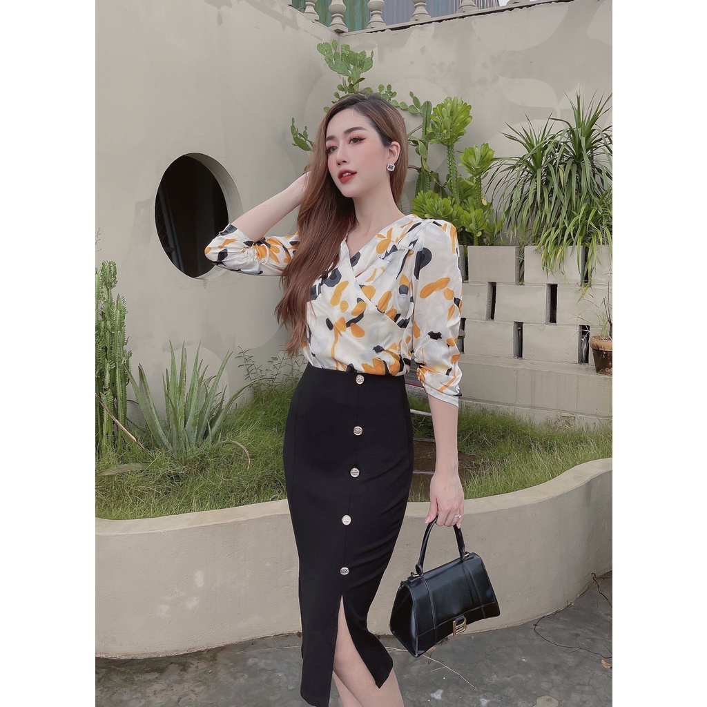 Chân váy sơ mi cao cấp sang chảnh đi làm viêc nơi công sở, đi chơi, đi dự tiệc giúp chị e tự tin nơi đông người