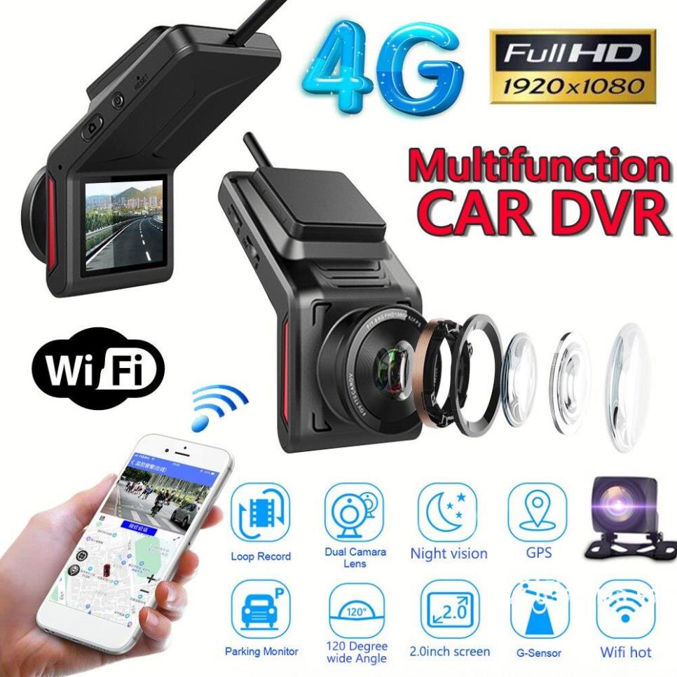 Camera hành trình cắm sim 4G/Wifi giám sát từ xa K18 quay 2 camera FullHD 1080
