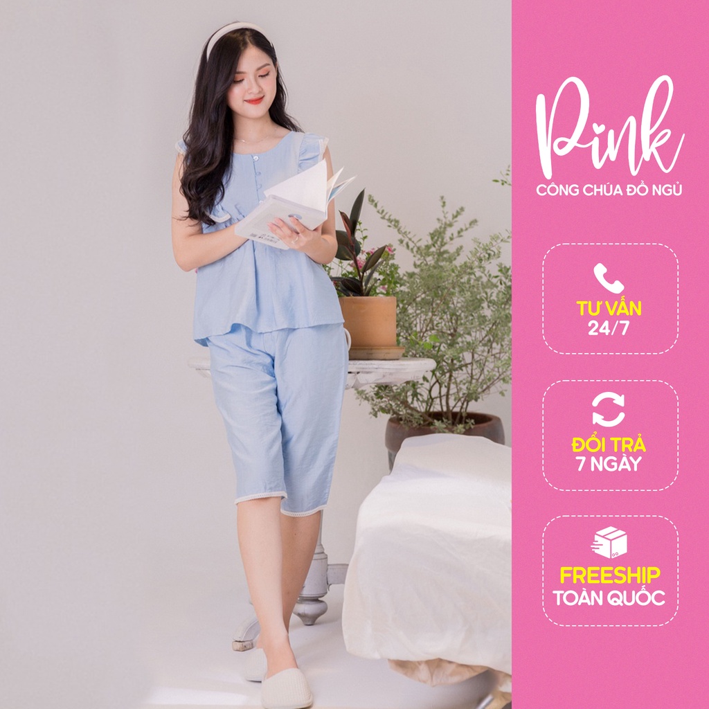 Pijama Nữ Xanh Dưong Vải Đủi Chất Lượng Siêu Mềm Mịn Mát Đồ Ngủ Phong Cách Hàn Quốc Trẻ Trung Năng Động Xu Hướng