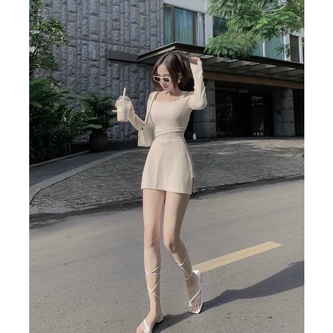 set áo váy+quần short mặc đi chơi đi du lịch,đi dạo phố dày dặn có phối lẻ S005
