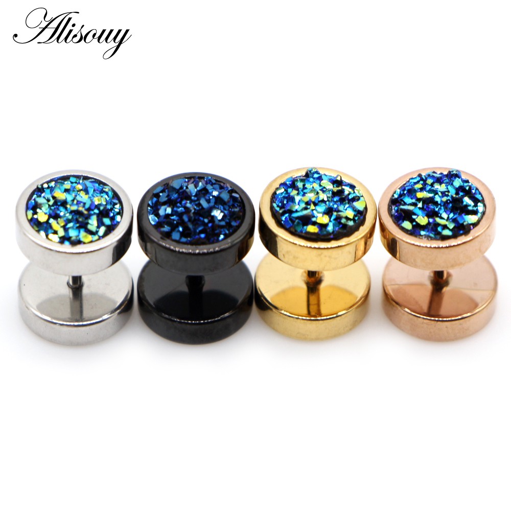 Alisouy Set 2 Khuyên Tai Chuông Tròn Hai Mặt Bằng Thép Không Gỉ Cho Nam Và Nữ