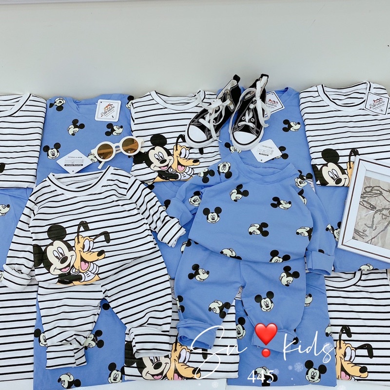 Bộ quần áo thu đông cho bé- Bộ micky dài tay cho bé trai, bé gái K032