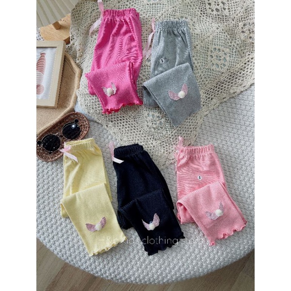 Quần legging,quần cotton dài đính nơ xinh xắn cho bé gái
