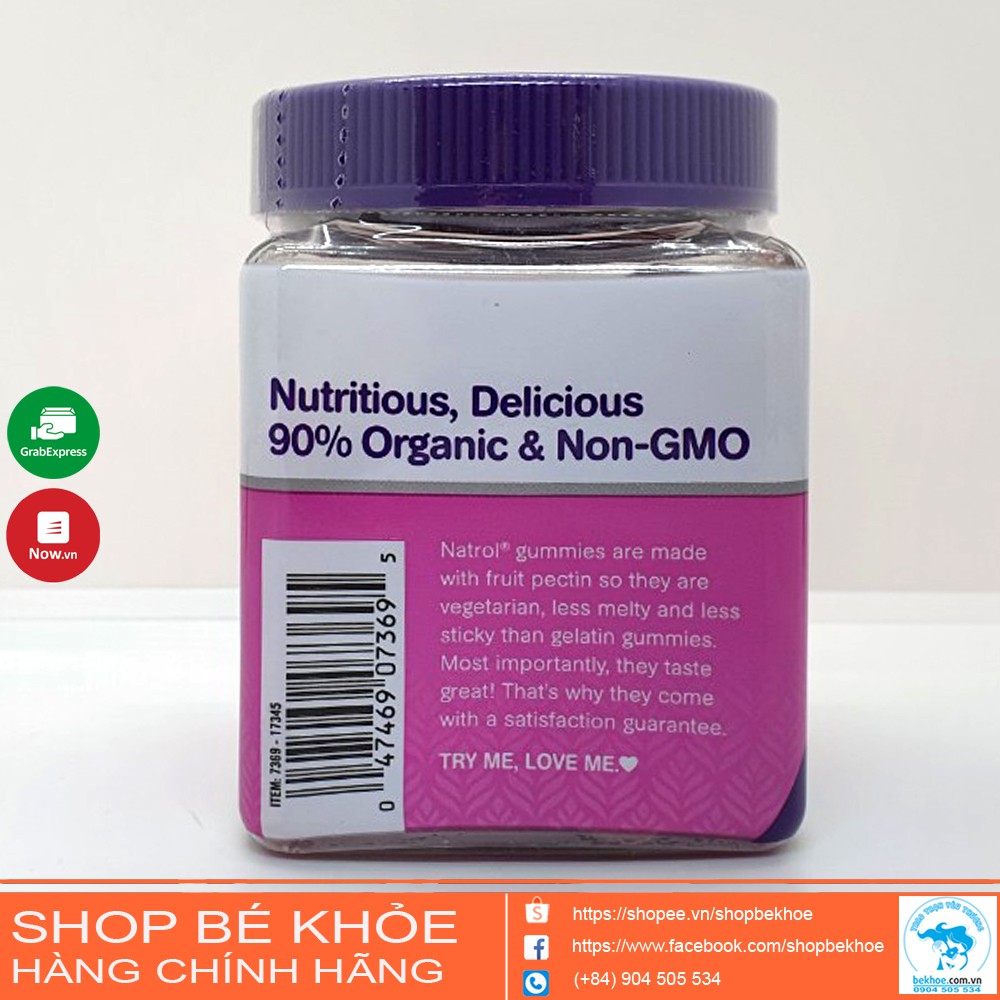 Kẹo dẻo Hair nail Skin Gummies Natrol 90v - Đẹp da, tóc, móng