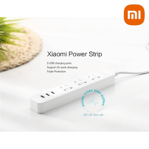 [CHÍNH HÃNG] Ổ cắm điện Xiaomi Mi Power Strip - Ổ điện Xiaomi 3 cổng USB sạc nhanh 2A