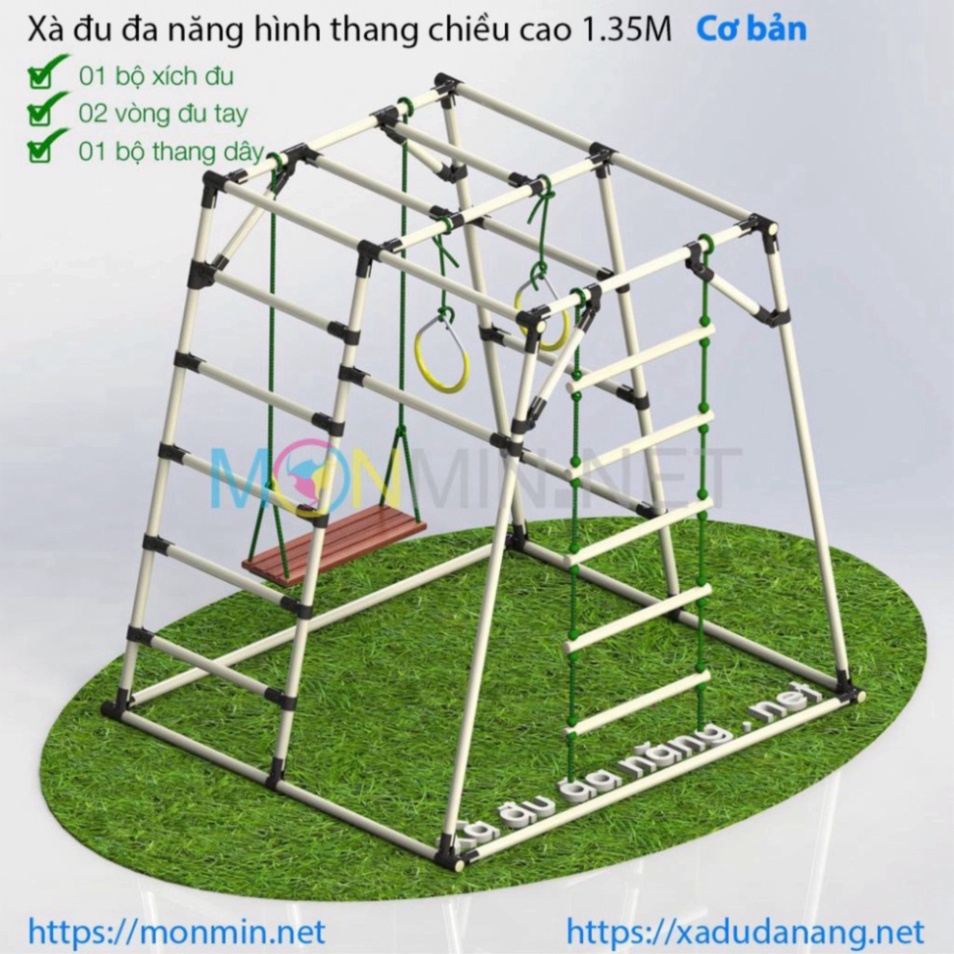Xà đu đa năng Satech, khung vận động cho bé, hình hộp thang cân, bộ cao 1.35m: Trò chơi 1 3 4 5