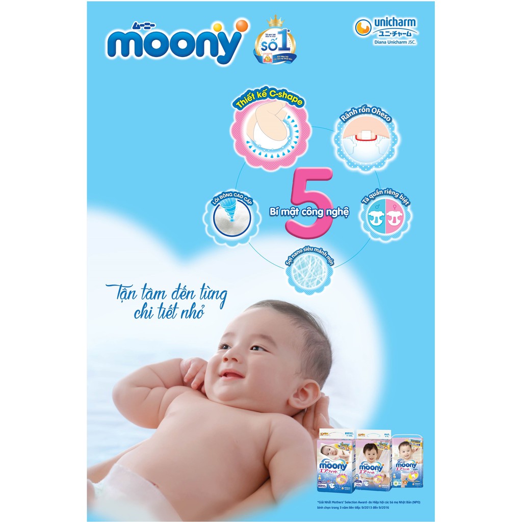 Mua 03 gói Bỉm/ Tã Quần Moony của Unicharm chính hãng đủ size  M58/ L44/ XL38/ XXL26 Boy/Girl (Bé Trai/Bé Gái)