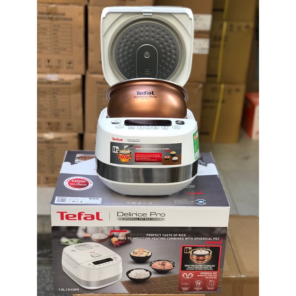 Nồi cơm điện cao tần Tefal RK808168 1.5L - 1200W - Công nghệ Fuzzy logic - Lòng nồi niêu dày 3mm với 5 lớp tích hợp