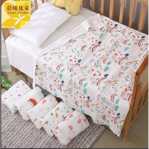 Chăn đắp xô nhăn 6 lớp in hoa xuất Nhạt cho bé nhiều mẫu ( KT 105cm x105cm )