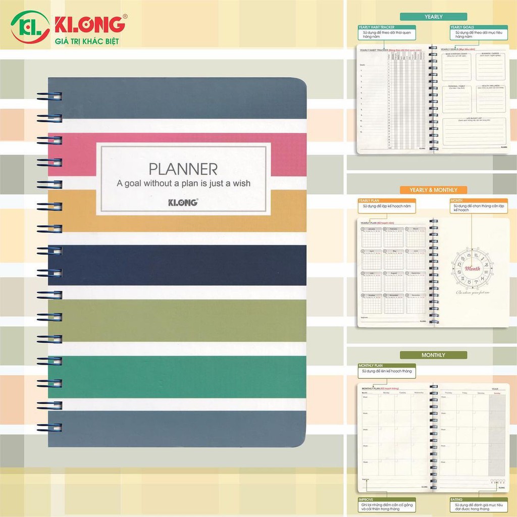 Sổ Lò Xo Planner KLONG A5 - 200 Trang (945)