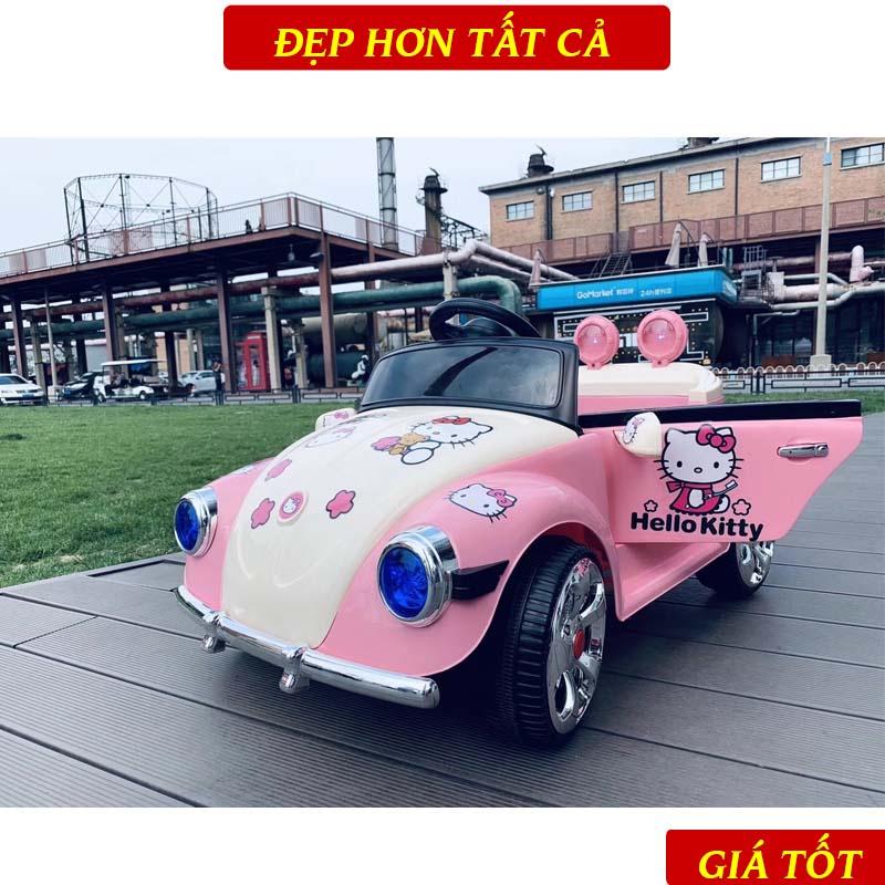 Xe Ô Tô Điện Cho Bé Gái Hello Kitty 503 Kiểu Dáng Đáng Yêu, Tự Lái Kèm Điều Khiển Từ Xa